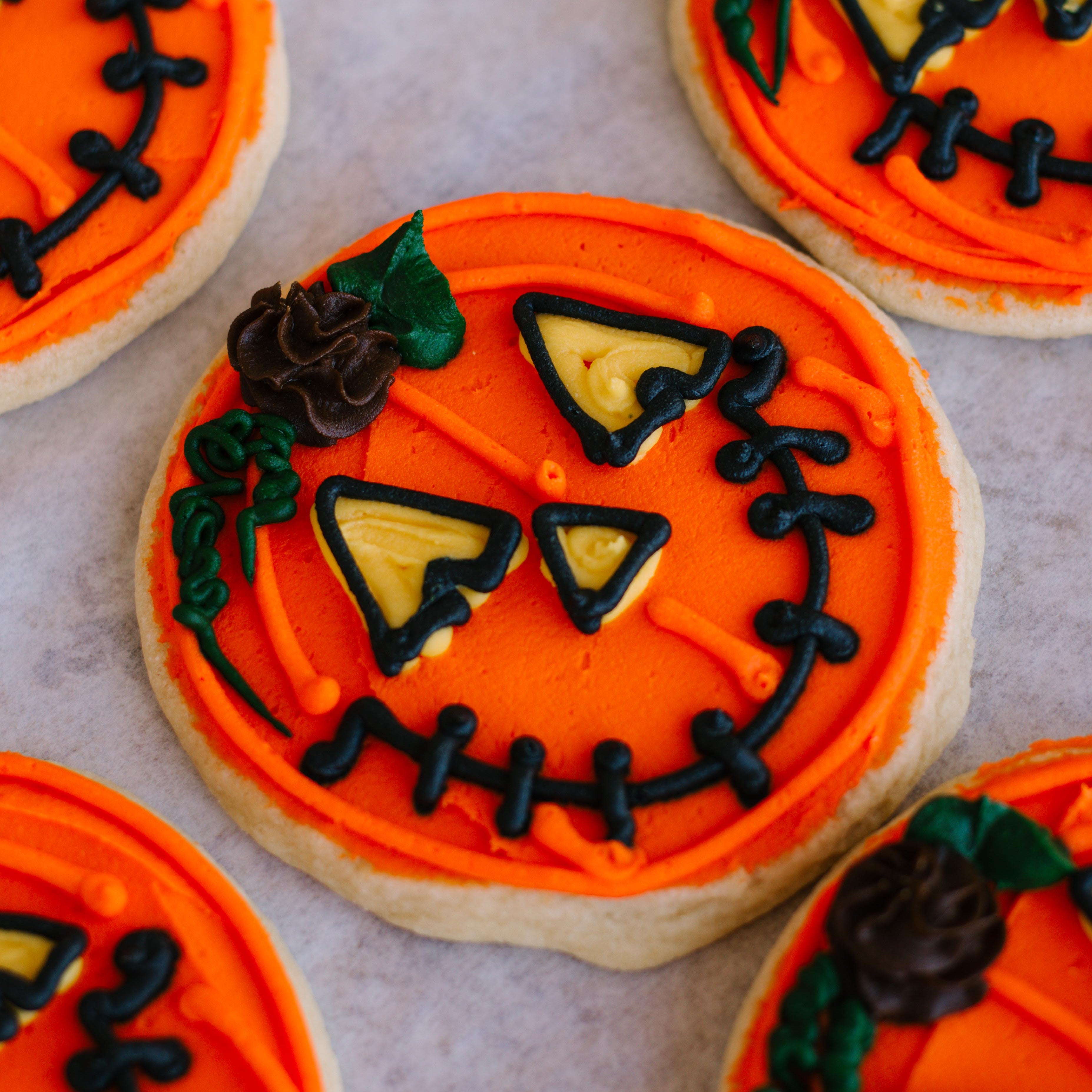 Jack-O-Lantern Decorated 4" Cookies (4 Pack)