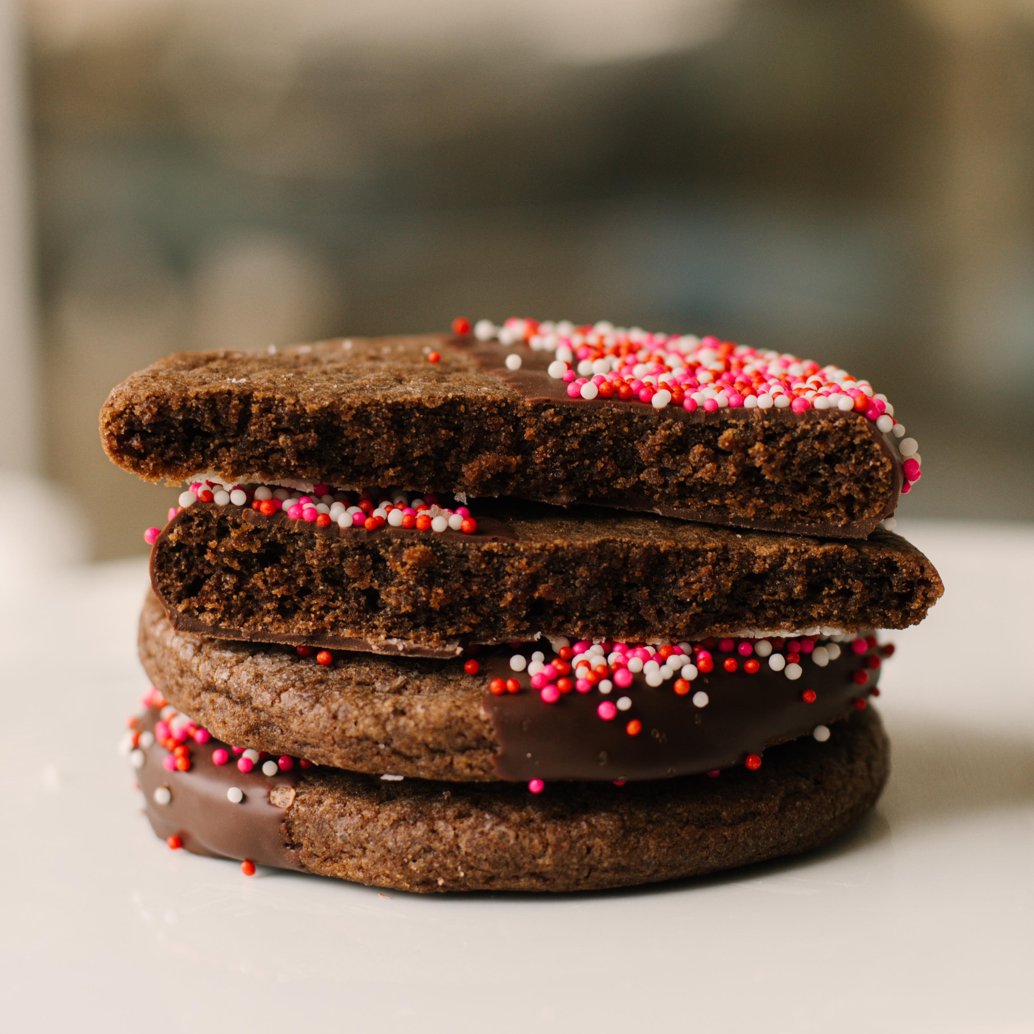 Valentine's Day Dipped Chocolate Cookies