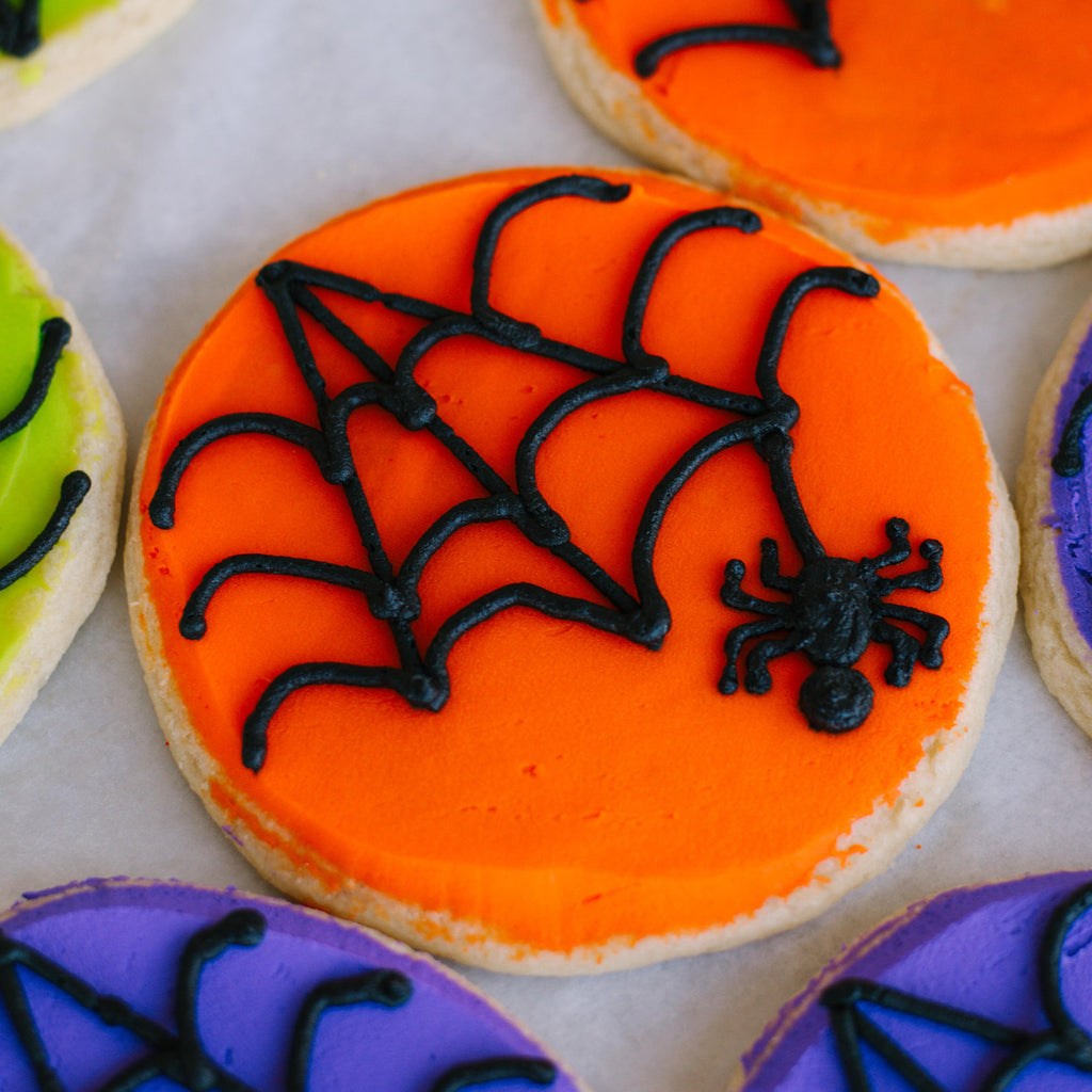 Spooky Spiders Decorated 4" Cookies (4 Pack)